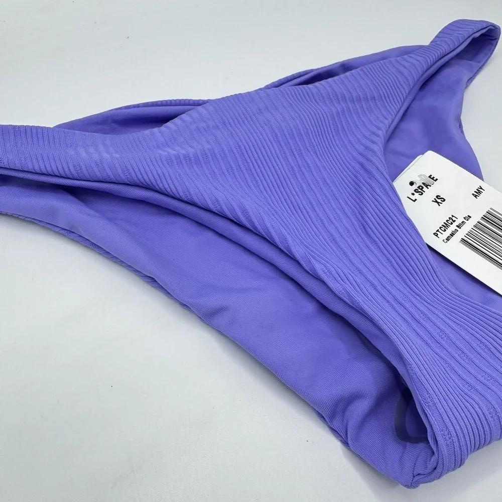L*Space Camacho Classic Bikini Bottom XS Amethyst Ribbed Lavender NWT PTCMC21
